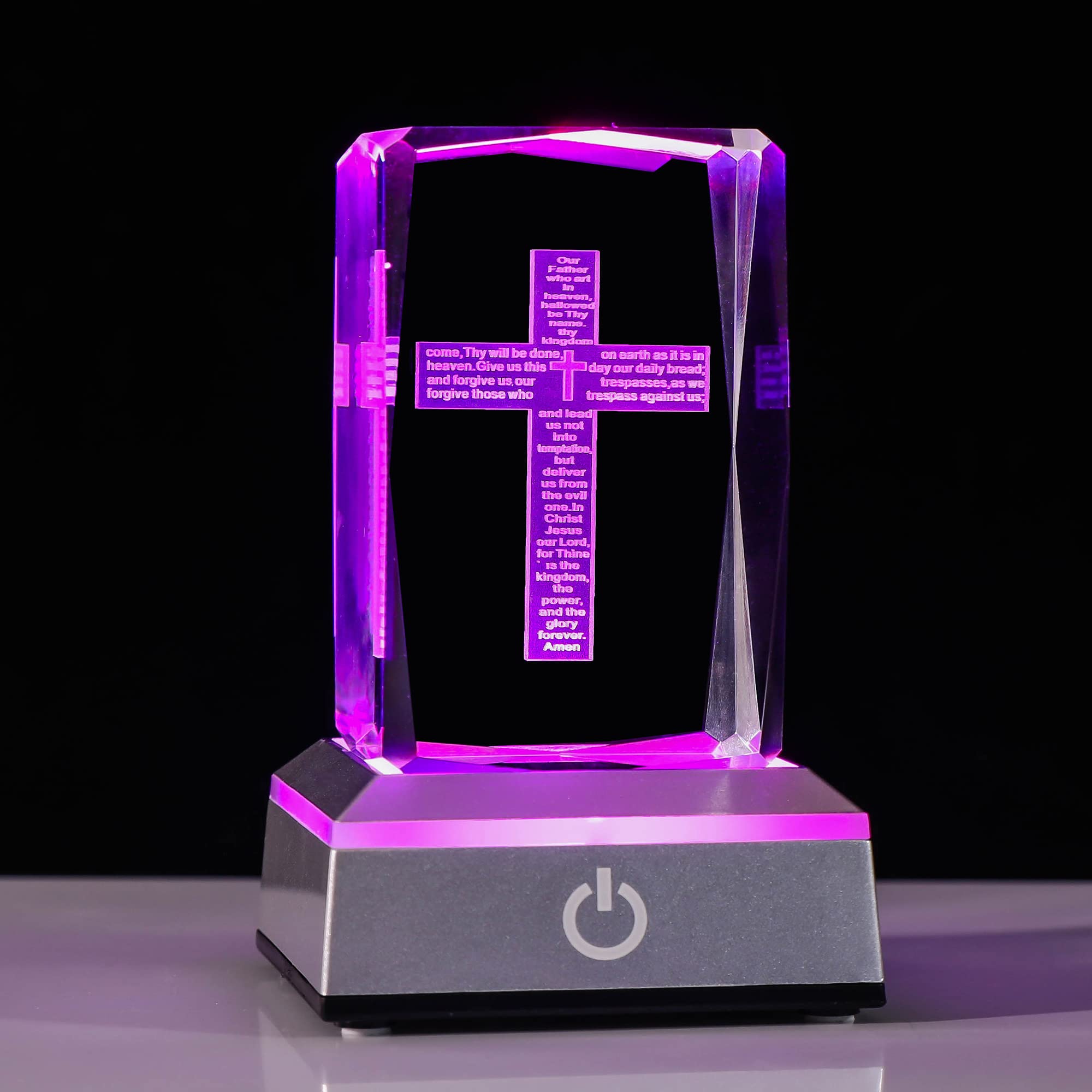 BAHUJIDA 3D Laser Engraved Crystal Crucifix Bible Verse Praye with